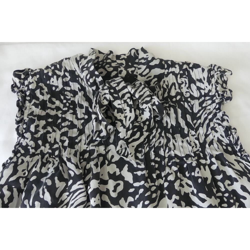 INC Silk Blouse Top Sleeveless Shirt‎ Size 6 Tie Neck NWOT Career Summer Pintuck